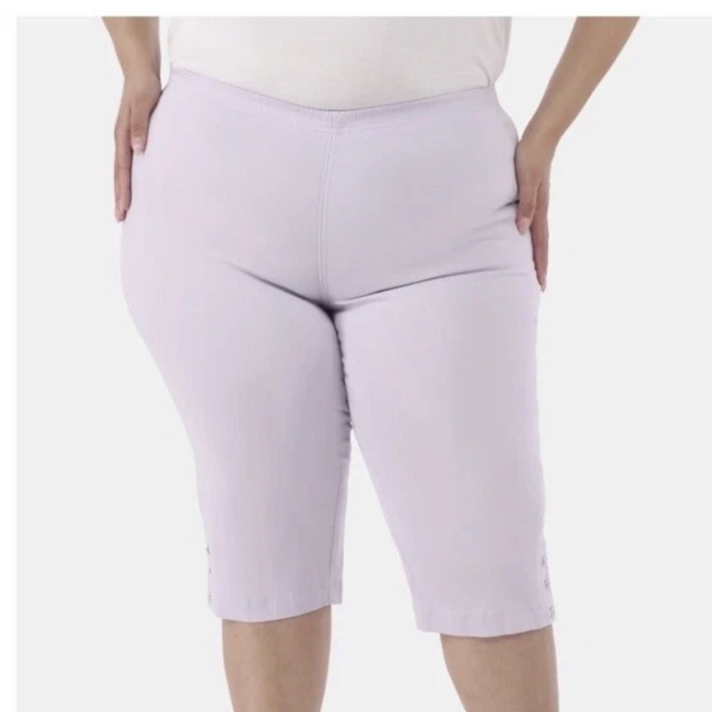 Just My Size Women’s Lavender Capris W/ Bling Tab Size 0X NWT